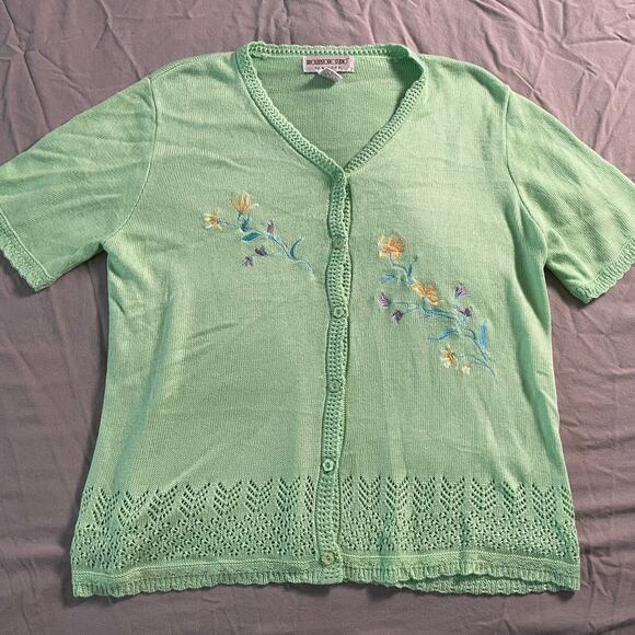Vintage Y2K Brownstone Studio New York Green knit Top SZ 1X - Picture 1 of 7